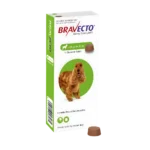 A green box of Bravecto Medium Dog (10 - 20 kg) chewable tablet for 12 weeks of powerful flea and tick protection.