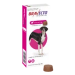 A pink box of Bravecto Extra Large Dog (40 - 56 kg) chewable tablet for 12 weeks of flea and tick protection for giant breeds.