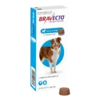 A blue box of Bravecto Large Dog (20 - 40 kg) chewable tablet for 3 continuous months of flea and tick protection.