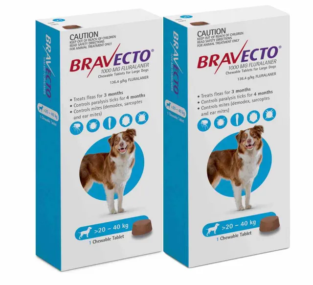 Bravecto for large dog breeds weighing 20 to 40 kg