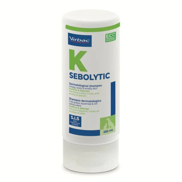 VIRBAC SEBOLYTIC Medicated Shampoo bottle for dogs and cats