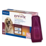 A box of Virbac Effitix Large Dog (20 - 40 kg), a spot-on treatment designed to kill fleas, ticks, and repel mosquitoes for large breeds.