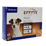 A box of Virbac Effitix Small Dog (4 - 10 kg), a topical spot-on to kill fleas, ticks, and repel mosquitoes.