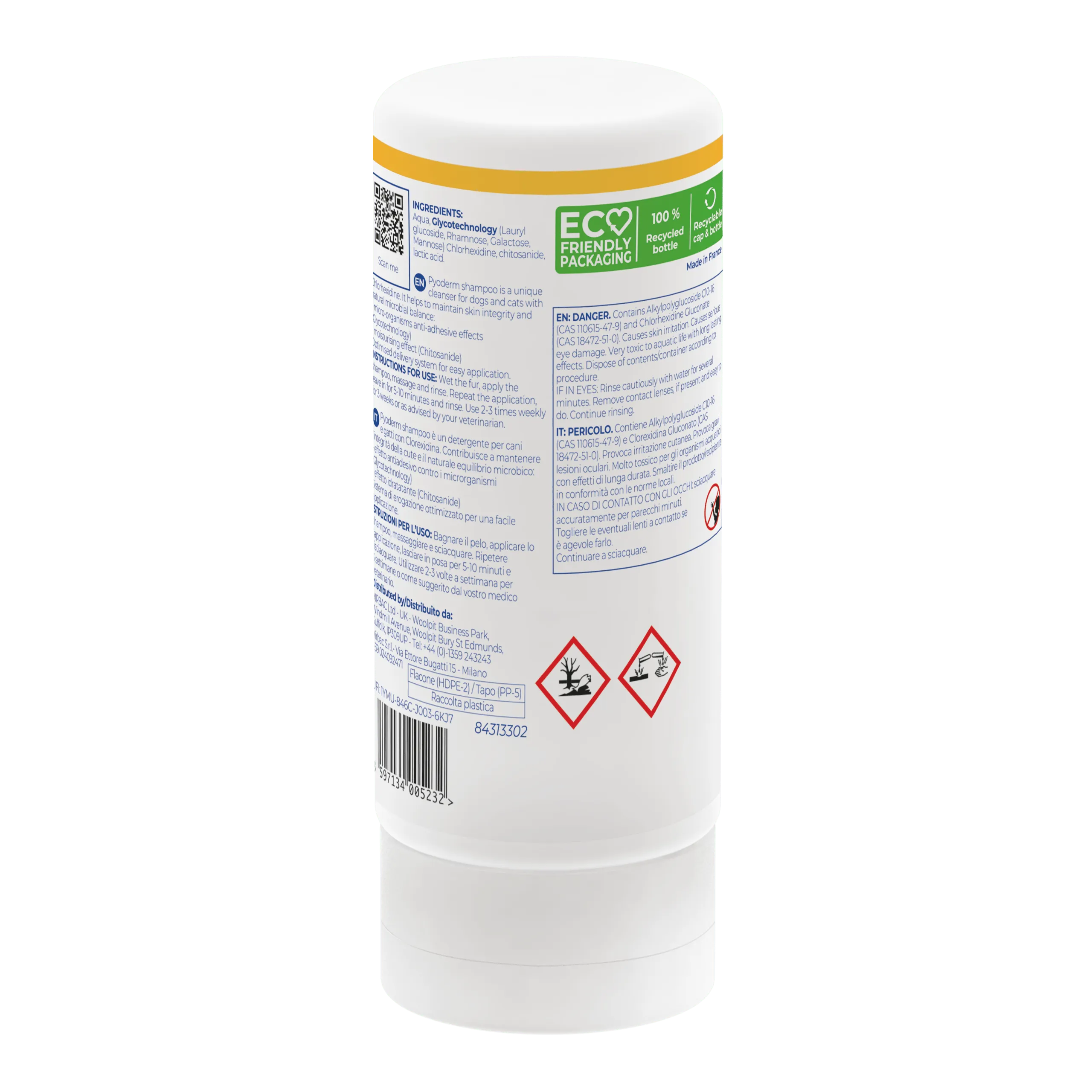 Virbac Pyoderm Shampoo 250 ml for Dogs & Cats | Chlorhexidine Skin Care